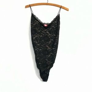 Black Lace Shimmer Bodysuit